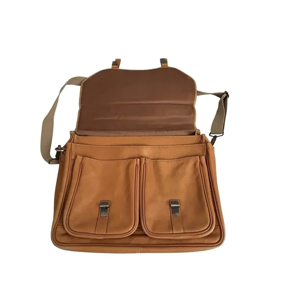 Vtg Kenneth Cole New York Leather Messenger Madmen Crossbody Bag Briefcase